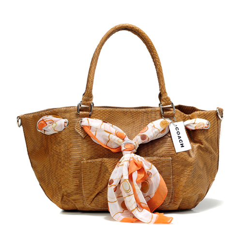 Coach Embossed Scarf Medium Brown Totes DFJ | Coach Outlet Canada - Click Image to Close